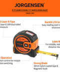 Straight Fire 2 In 1 Laser Tape Measure With 135 Ft Beam Range And 16 Ft Steel Ruler for easy reading and accurate measurement.