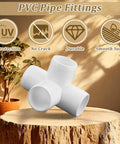 12 Pack 1 Inch PVC Fittings 4 Way Cross For Sch40 PVC Pipe Furniture Grade displayed on a wooden surface