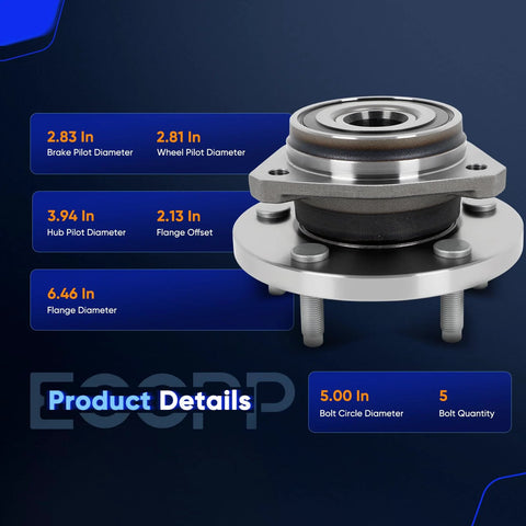 Close-up of Beefed Up Front Wheel Hub Bearing Assembly Pair for 1999 to 2004 Jeep Grand Cherokee OE 513159 with specifications