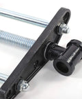 Heavy Duty Steel Front Mount Shop Vise For Workshop Bench Clamping And Woodworking Projects Built Tough As Nails close-up of steel mounting hardware.