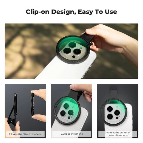 Clip On CPL Phone Lens Filter Kit 67mm For iPhone 11 Through 16 Circular Polarizer Filter To Boost Colors And Cut Reflections