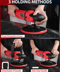 Heavy Duty Car Buffer Polisher With 6 Speed Settings From 1000 To 3500 RPM 1200W Rotary Waxer Kit in use with various handles