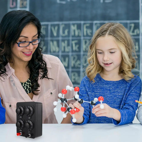 Built Tough Variable Resistor Panel With 0 To 9999 Ohm Range shown with students in a lab, exploring molecular structures.