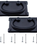 Two Pack Black Vintage Ring Pull Handles With Screws Heavy Duty Zinc Alloy Cabinet Hardware For Dresser Kitchen Cabinets And Furniture