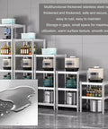 Top Grade Rust Proof Stainless Steel Shelving System With Four Tier Heavy Duty Storage Rack For Kitchen Garage And Commercial Spots, featuring four tiers with secured storage.