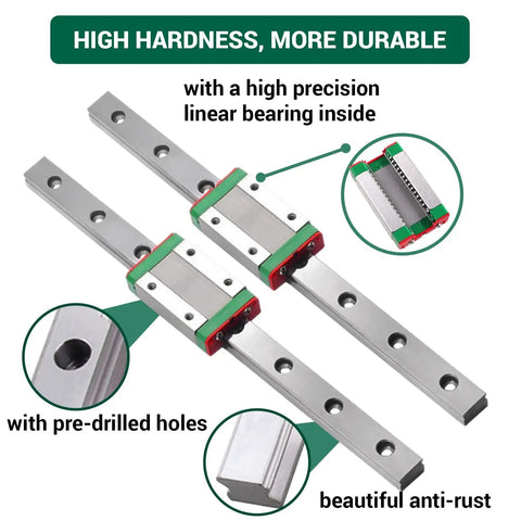 MGN9H 300mm Linear Rail Guide Kit With Dual Carriage Blocks for precision in DIY printers and CNC machines, high hardness
