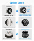 Comparison of original plastic gear vs upgraded all metal extruder gear kit with DLC coating for Creality 3D printers.