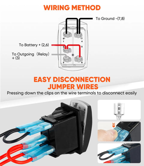 Diagram of wiring method for 12V Electric Fuel Pump Relay Kit Waterproof 60 Amp Heavy Duty Long Wiring Harness.