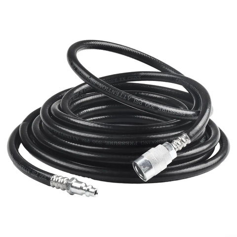 Heavy Duty 24.6 Foot PVC Air Compressor Hose With Quick Connect Fittings Sweet For Pneumatic Tools In Home Garage Setting Black 5mm ID Has Pro Grade Durability Flexibility For Everyday Workshop Set For Fast Tool Swaps And Rock Solid Air Flow, black air hose with quick connect ends