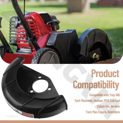 Edger Blade Guard With Label Plus 2 Replacement Edger Blades 9 Inch Center Hole Five Eighth Inch For MTD Troy-Bilt Yard Machines