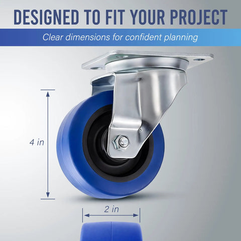 Hardy As Nails Single Nonbraked Caster Wheel, 4 in diameter, designed for heavy roadcases with slick swivel for easy handling.