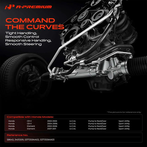 Honda Power Steering High Pressure Hose Line Assembly for CR-V 2002 2006 And Element 2003 2011, showing engine connection