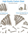 Top Shelf Boss Pack 420 Piece Phillips Truss And Wafer Head Self Tapping Wood Screws Assortment Kit With Washers M2 M3 M4 Metric Sizes, Nickel Plated Carbon Steel, assorted screws views.