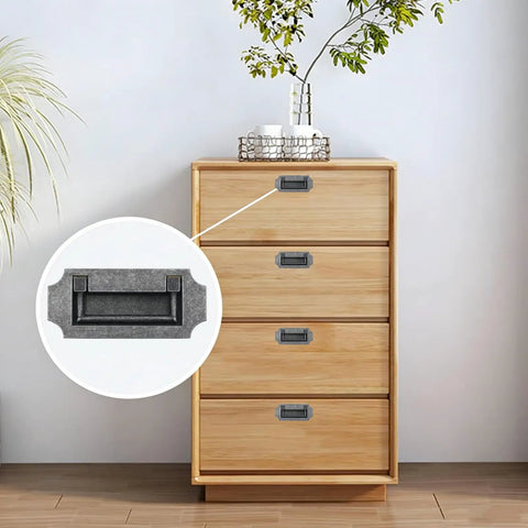 Hidden Cabinet Pulls With Screws, Recessed Low Profile Drawer Handles For Cabinets And Drawers, Zinc Alloy Gray Hardware on wooden drawer