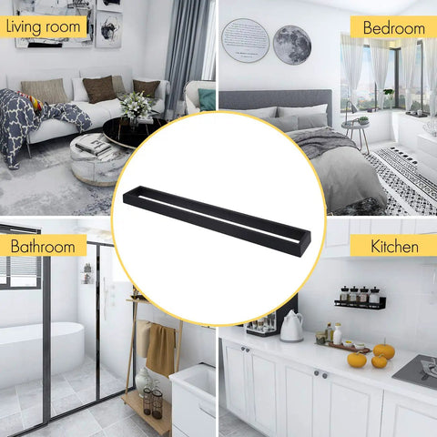 Matte Black 24 Inch Towel Bar Wall Mount For Bathrooms, Dope Modern SUS 304 Stainless Steel Towel Holder in home settings.