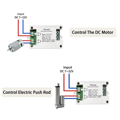 Smart WiFi And Bluetooth DC Motor Controller 10A 7 To 32V Reversible Switch With Timer Voice Control connections diagram