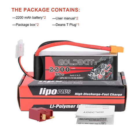 3S LiPo Battery 2200mAh 11.1V 35C With XT60 Connector In Package With Accessories