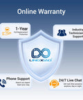 Online warranty information for LINGXIAO. Features include 1-year protection, phone support, and 24/7 live chat.