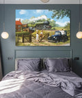 Dope Green Steam Locomotive Poster Canvas Print For Living Room And Bedroom, vintage train decor above a bed, 12x18 inches