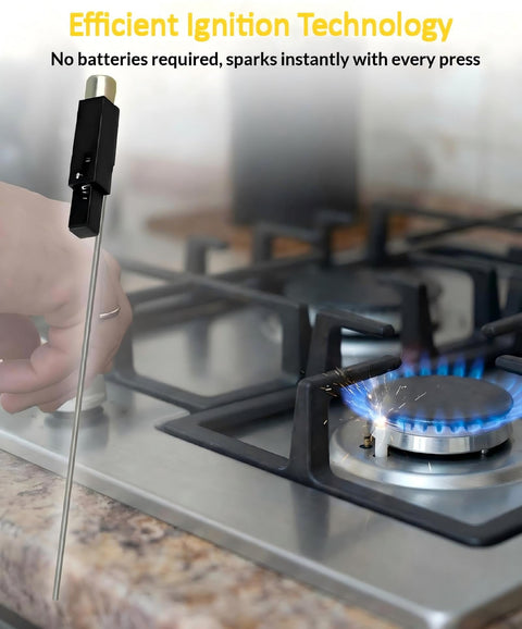 Demonstration of 10 Pieces Piezoelectric Igniter Replacement Kit with Copper Contacts igniting a gas stove burner.