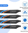 4 Pack Main Blade Propellers For XK K127 RC Helicopter Drone Replacement Spare Parts Upgrade Durable Plastic Build Easy Swap And Install