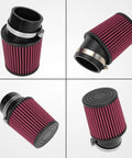 Beefed Up Air Filter Adapter Kit For Predator 212cc 196cc Coleman CT200U BT200X KT196 6.5Hp Clone Engine Mini Bike Go Kart Performance Parts Red Fits Honda Clones, showing red cylindrical filter with black adapter.