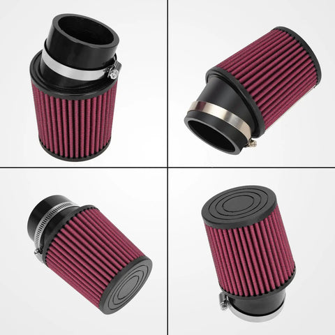 Beefed Up Air Filter Adapter Kit For Predator 212cc 196cc Coleman CT200U BT200X KT196 6.5Hp Clone Engine Mini Bike Go Kart Performance Parts Red Fits Honda Clones, showing red cylindrical filter with black adapter.