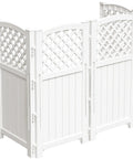 Outdoor Privacy Fence Kit With Four Lattice Panels For Yard And Patio Off White Resin Screen For Trash Bins And AC Units Durable UV Resistant Weatherproof Fencing front view