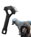 Undercoat Dematting Mini Rake For Doggos And Kitties With V Shape Head And Double Row Stainless Steel Rotating Teeth, Gentle Shedding Tool