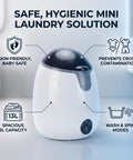 Compact Mini Countertop Washer With Spinning Dehydration Basket And Sanitary Blue Light Mode For Undies Socks And Baby Clothes Delivers Big Time Fresh Results While Making Laundry Day Hella Easy And Completely Hassle Free, 13L capacity and wash modes.