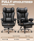 Big And Tall Ergonomic Office Chair With Deluxe Embossed Leather Upholstery Foot Rest And Wide Seat For Gaming And Work