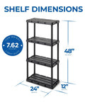 Go To Light Duty Storage Shelves With Ventilated 4 Shelf Rack For Home Garage Basement And Laundry Connects With Multiple Units For Expansive Organization Sturdy Black Shelving Unit For Flexible Storage. 12x24x48 black plastic shelf dimensions