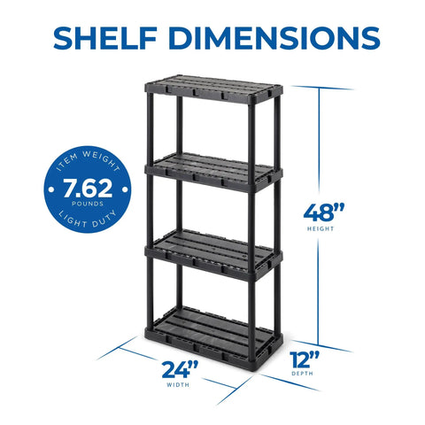 Go To Light Duty Storage Shelves With Ventilated 4 Shelf Rack For Home Garage Basement And Laundry Connects With Multiple Units For Expansive Organization Sturdy Black Shelving Unit For Flexible Storage. 12x24x48 black plastic shelf dimensions
