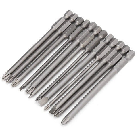 Rock Solid 12Pcs Screwdriver Bit Set With S2 Alloy Steel Phillips And Slotted Tips For Power Drills Manual Tools Heavy Duty Hardware Precision Bits, 100mm