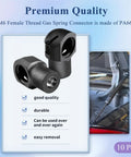 Top Grade Durable Steel M6 Female Thread Gas Spring Strut End Fittings in black PA66A5 for secure mounts, set of 10.