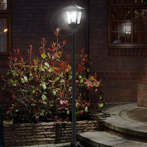 Outdoor Solar Post Lights 67 Inch Vintage Street Lamps For Garden Lawn Pathway Driveway Front And Back Doors Solar Powered No Electric Needed Two Brightness Levels High And Low 50 Lumens Weatherproof And Easy Install Planter Not Included