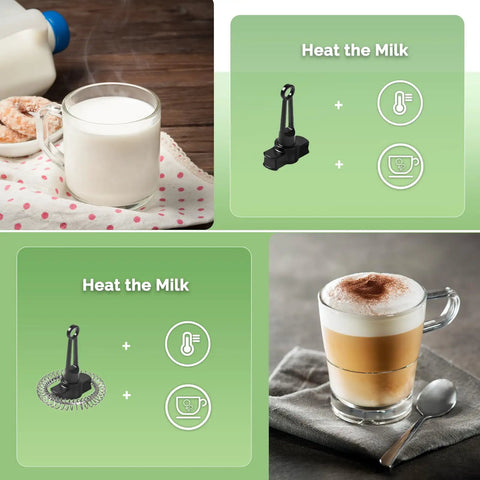 Barista Vibe DualFro 400 Milk Frother And Steamer With Variable Temperature And Froth Thickness in use for milk and latte preparation