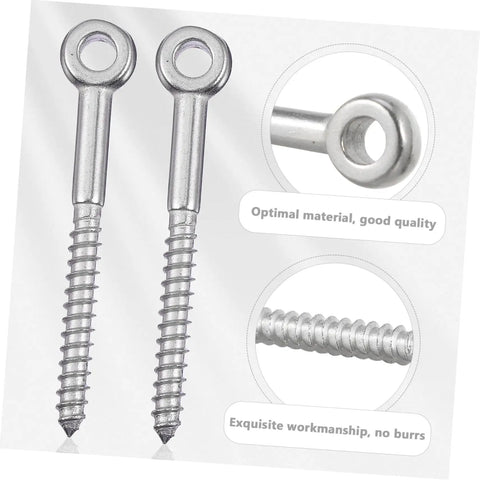 Stainless Eyebolt Lashing Eyes For Load Securing Self Tapping Eye Screws Kit 6 Pack Heavy Duty Eye Bolt Screws For Marine RV Trailer Hardware Ideal For Tow Vehicles And Heavy Haul Applications, stainless steel