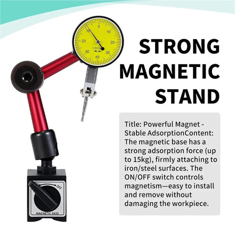 Beefy Lever Dial Indicator Magnetic Holder And Stand Kit For Precision Measurement With Pro Grade Probes Magnetic Base And Tools Micrometer Dial Gauge 0.8mm Stand B on magnetic base