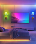 Set Of Two Battery Powered Wall Sconces Featuring Rechargeable E26 Led Bulbs Sleek Modern Frame No Wire Hassle Straight Forward Install To Amp Up Your Hallway Game Changing Lighting Upgrade in a modern bedroom.