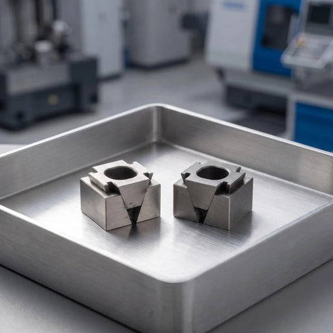 Premium CNC Machining Center Side Clamp With Precision Wedge Stop Block For Milling Operations ensuring accurate positioning on steel.