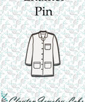 Lab Coat Enamel Pin In Black With White Accent, Corrosion Resistant Steel Backing, Double Rubber Clutch, Hard Enamel Finish
