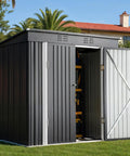 Large Capacity 6 Foot By 4 Foot Outdoor Storage Shed With Double Lockable Doors, Waterproof Metal Tool Cabinet In Backyard