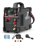 Dual Voltage Plasma Cutter 110V And 220V, 55A Pilot Arc With LED Display And Air Sensor, IGBT Inverter, black unit with accessories