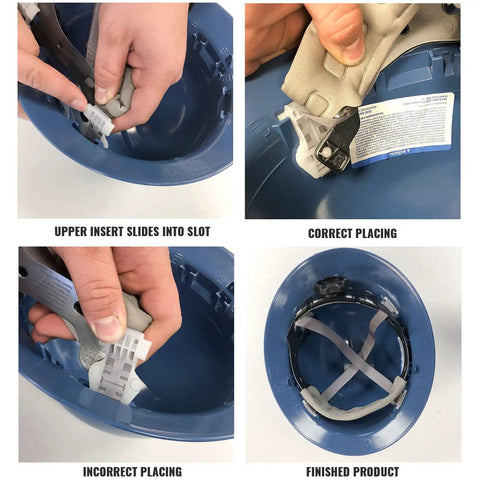 Full Brim Hard Hat With 4 Point Ratchet OSHA And ANSI Compliant Safety Helmet strapping techniques