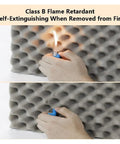 Class B flame retardant test of Top Shelf Self Adhesive Soundproofing Foam Acoustic Panels 5Cm Thick in action.