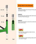 Illustration of DIY Tubeless Tire Repair Kit with Mushroom Plug Gun and assembly steps for repairing punctures in vehicles.