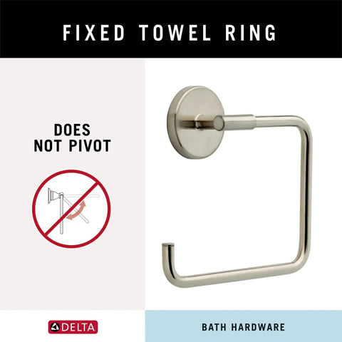 Square Stainless Steel Hand Towel Ring Holder for Bathroom and Kitchen, Durable Brilliance Finish, Fixed Design