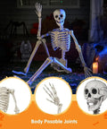 6.9 Foot Poseable Life Size Skeleton For Halloween Decor Indoor Outdoor Spooky AF Scene Props With Movable Joints