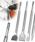 Four Piece SDS Plus Chisel Set For Rotary Hammer Drills With Point Flat Scaling And Tile Chisels 10 Inch Long 40Cr Steel